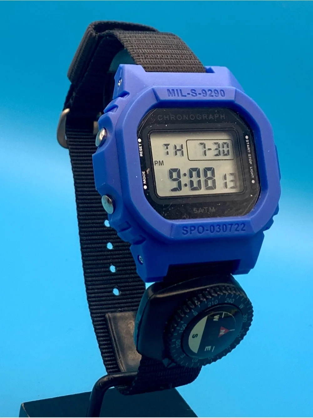Men’s Digital Wristwatch Chrono Day Date Backlight Alarm Nylon Strap Working